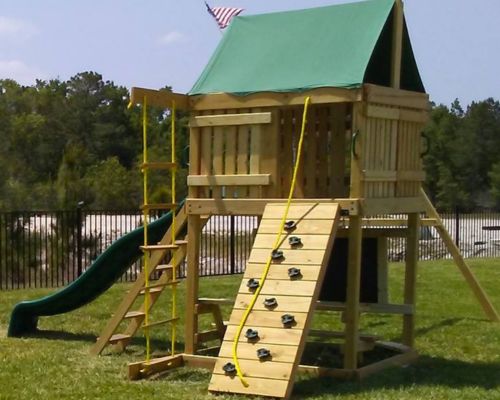 Swing Set With Slide And Climbing Wall